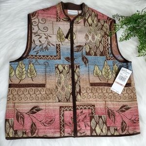Alfred Dunner Cider House Tapestry Zip Vest